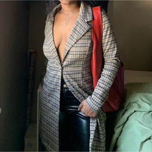 Autumn Plaid Button Down Blazer Dress